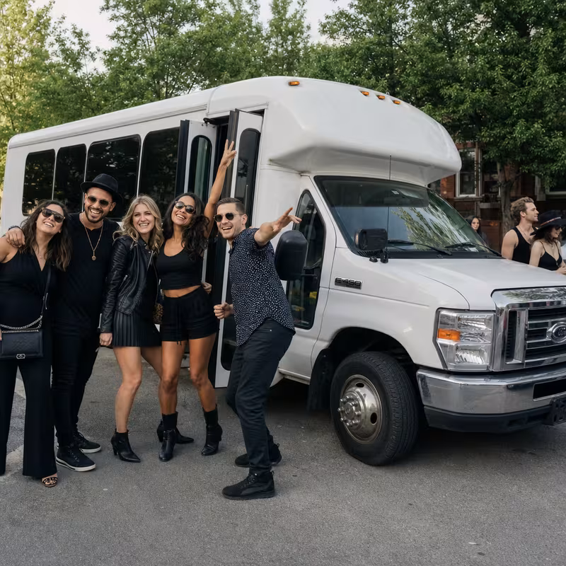 Black Mercedes Sprinter van staged for an Cleveland Concert Transportation group