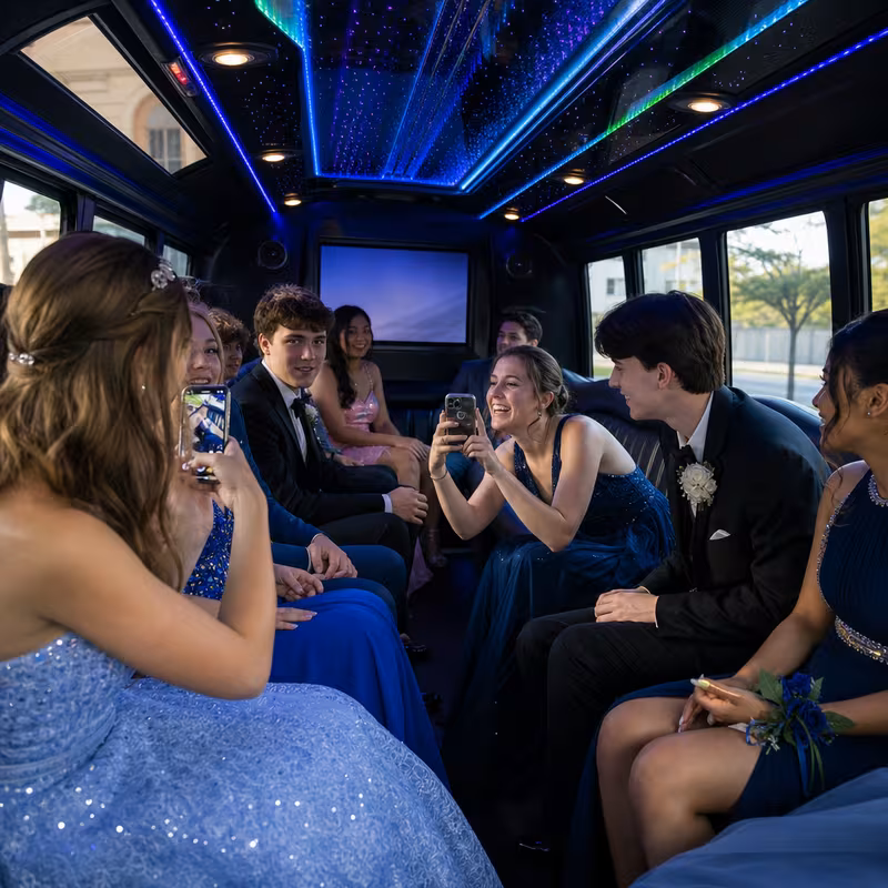 Black Mercedes Sprinter van staged for an Cleveland Prom & Homecoming Transportation group