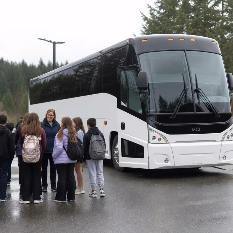 Black Mercedes Sprinter van staged for an Cleveland School Transportation group