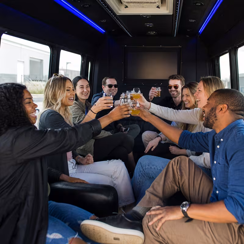 Black Mercedes Sprinter van staged for an Cleveland Winery & Brewery Tour Transportation group
