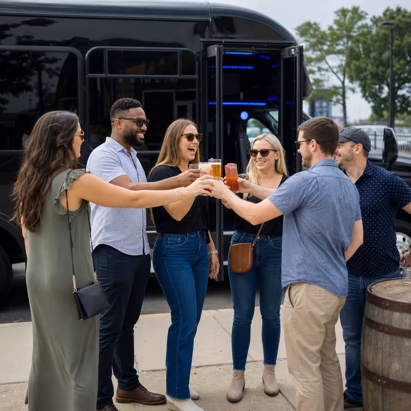 Passengers loading luggage while boarding an Cleveland group shuttle